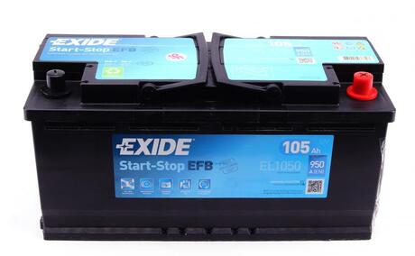 EL1050 EXIDE Аккумулятор 105ah-12v exide efb (392х175х190),r,en950