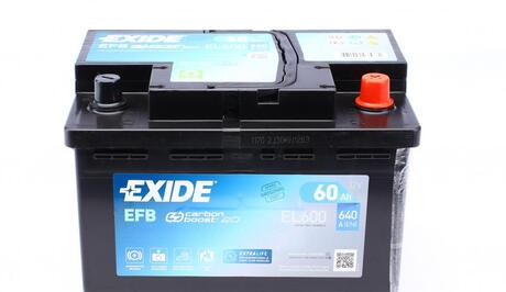 EL600 EXIDE Аккумулятор 60ah-12v exide efb (242х175х190),r,en640