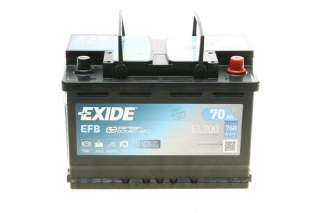 EL700 EXIDE Аккумулятор 70ah-12v exide efb (278х175х190),r,en720