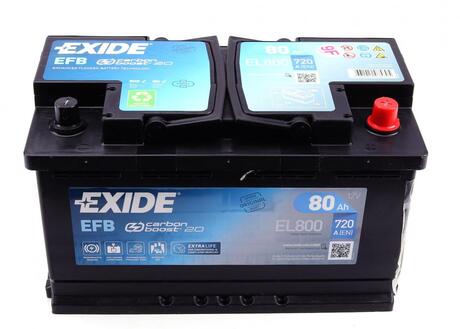 EL800 EXIDE Аккумулятор 80ah-12v exide efb (315х175х190),r,en720