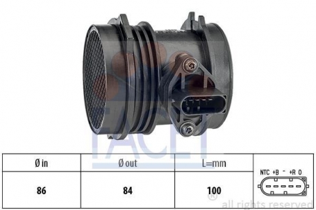 10.1064 FACET Расходомер воздуха (5 конт.) MB C,E-class (W203/W211) 2.6-3.7 96-12 FACET 10.1064