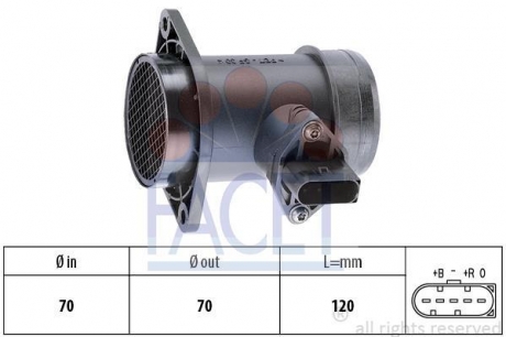 10.1192 FACET Расходомер воздуха (5 конт.) VW T4/ LT II 1.9D/2.5D 95-06 (L=120) FACET 10.1192