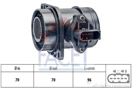 10.1325 FACET Расходомер воздуха (5 конт.) VW T4/ LT II 1.9D/2.5D 95-06 (L=96) FACET 10.1325