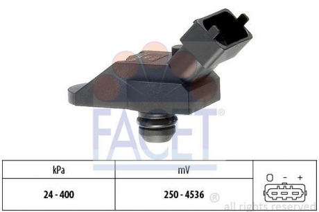 10.3115 FACET Датчик давления наддува (3 конт.) BMW 3(E46)/5(E39,E60)/X5(E53) 2.5D/3.0D 98-10 FACET 10.3115