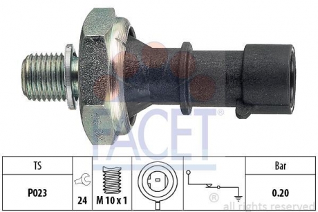 7.0170 FACET Датчик давления масла (0,2 bar/1 конт./черный) Astra J/H/Zafira B/Cruze 03- 1.7CDTi FACET 7.0170