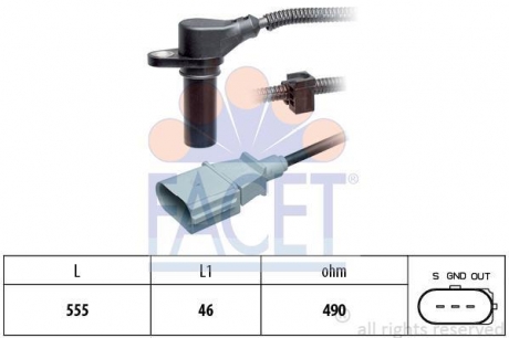 9.0505 FACET Датчик распредвала Skoda Fabia/Roomster/ VW Polo/Sharan 1.9 Tdi 00-10 FACET 9.0505