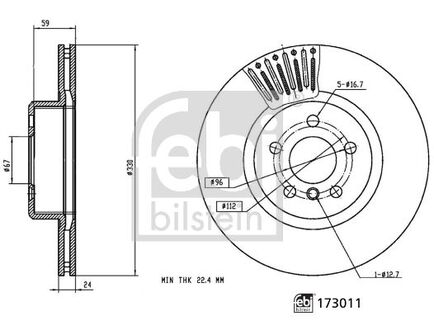 173011 FEBI BILSTEIN FEBI BMW диск тормозной передній G30