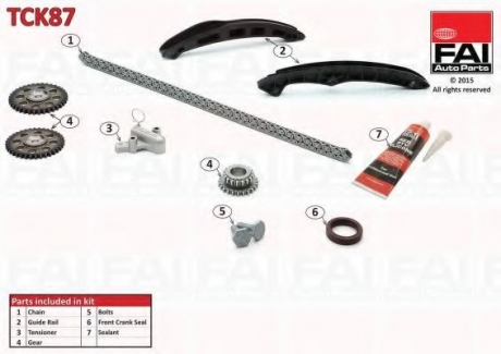 TCK87 Fischer Automotive One (FA1) К-кт ланцюга ГРМ (с шестернями) VAG 1.4Tsi/1.6Fsi 2006-