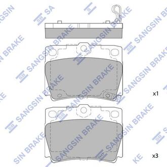 SP1522 Hi-Q (SANGSIN) Колодка торм. диск. mitsubishi pajero sport 2.5td, 3.0 98- задн. (пр-во sangsin)