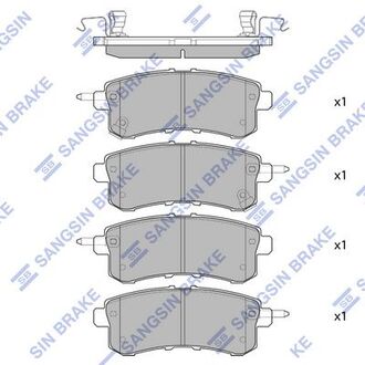 SP1801 Hi-Q (SANGSIN) Комплект гальмівних колодок с 4 шт. дисків