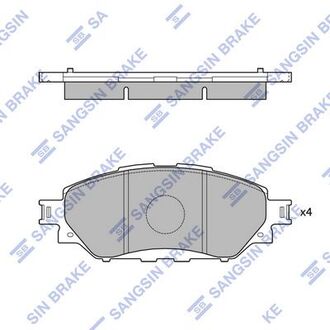 SP4243 Hi-Q (SANGSIN) Комплект гальмівних колодок с 4 шт. дисків