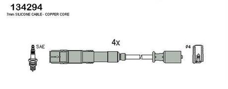 134294 HITACHI HITACHI DB Комплект высоковольтных проводов W169,245 04-