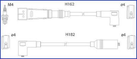 134704 HITACHI HITACHI VW Комплект проводів високої напруги Golf II,Passat 1.0/1.8 80-