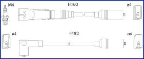 134716 HITACHI HITACHI VW Комплект высоковольтных проводов Audi 80 1.4/2.0 78-