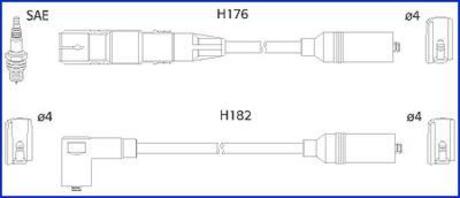 134790 HITACHI HITACHI VW К-кт высоковольтных проводов (40мм, 500мм, 650мм, 750мм) Golf III,IV 1.6 94-