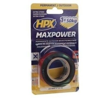 OT2502S HPX Стрічка двохстороння MAXPOWER 25мм х 1,5м чорна (блістер)