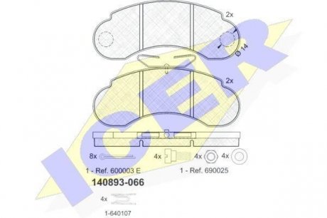 140893 ICER Тормозные колодки, дискове гальмо (набір)