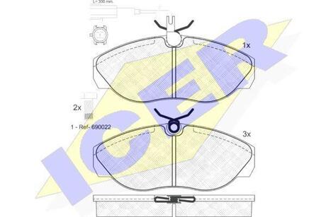 141053-203 ICER Комплект гальмівних колодок (дискових)