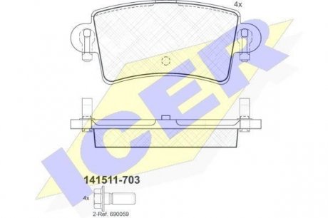 G1, ТОРМОЗНЫЕ КОЛОДКИ ICER 141511