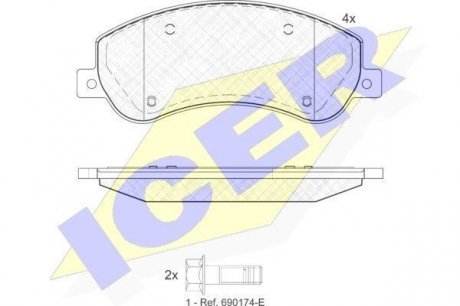 141793204 ICER Тормозные колодки, дискове гальмо (набір)