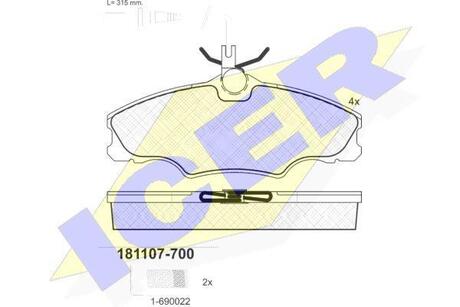 181107-700 ICER Комплект гальмівних колодок (дискових)