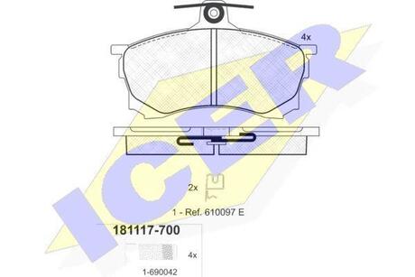 181117-700 ICER Комплект гальмівних колодок (дискових)