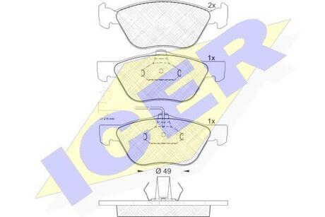 181601 ICER Комплект гальмівних колодок (дискових)
