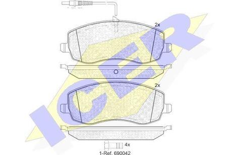 181912 ICER Комплект гальмівних колодок (дискових)
