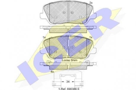 Колодки тормозные ICER 182239