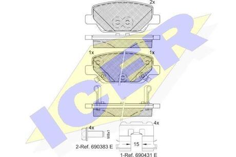 182269 ICER Комплект гальмівних колодок (дискових)
