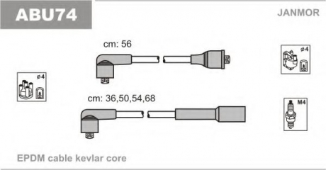 ABU74 Janmor К-кт дротів в/в (каучук) Skoda Octavia 1.6 96-04