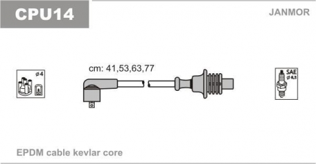 CPU14 Janmor Комплект проводов зажигания Citroen, Peugeot 1.6-2.0 89-