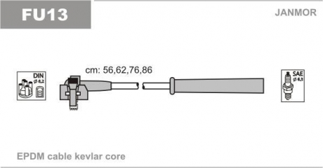 FU13 Janmor Комплект проводов зажигания Ford Escort 1.4i