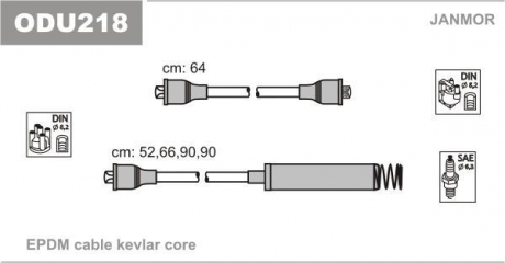 ODU218 Janmor Комплект проводов зажигания Opel 1.8,2.0 Ch.No.J2796368->, JE259466->