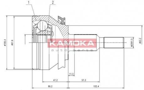 7526 KAMOKA К-т шарнiрний привiдного валу