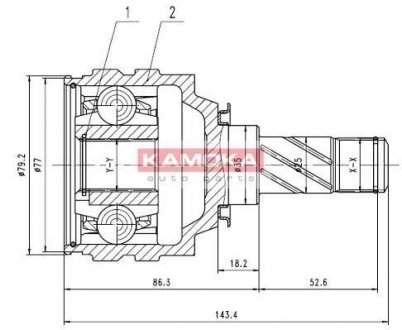 8717_ KAMOKA ШРУС Opel Combo 01.->.Corsa C 00\-> (1.0. 1.2. 1.4. 1.3 CDTI) внутр. 22/28