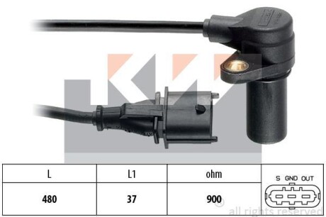 Датчик р/вала, к/вала (аналог EPS 1.953.631/Facet 9.0631) Kw 453 631