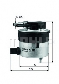 KL569 MAHLE / KNECHT Фильтр топл. (пр-во knecht-mahle)