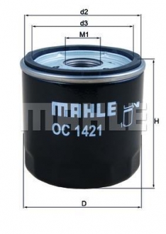 OC1421 MAHLE / KNECHT Фильтр масляный двигателя opel astra k 1.0 ecotec 2015- (пр-во knecht-mahle)