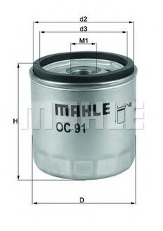 OC91D1 MAHLE / KNECHT Фільтр оливи