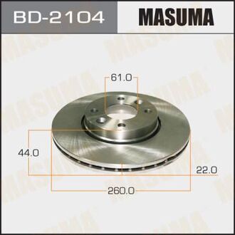 BD2104 MASUMA Диск тормозной передний Nissan Micra (02-10), Note (06-16) (Кратно 2 шт)