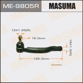 ME-9805R MASUMA Наконечники РУЛЕВЫЕ РЕЙКИ РУЛЕВЫЕ Рулевой наконечникCET-142 RAV4 ACA3#,GSA33(8) `11.05~,outer.R (M16X1.5)