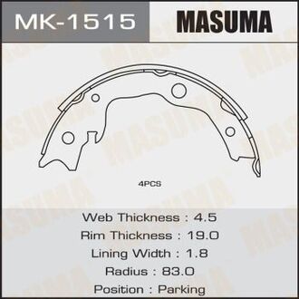 MK1515 MASUMA Колодка тормозная барабанная (MK1515) MASUMA