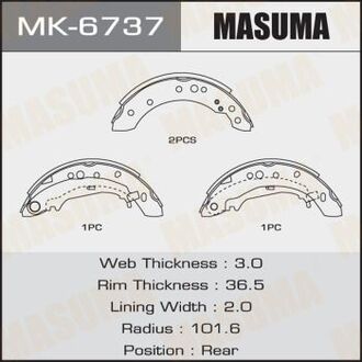 MK-6737 MASUMA КОЛОДКИ Колодки тормозные барабанныеCOLT Z31A, Z32A, Z33A, Z34A