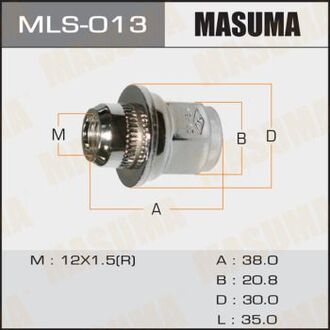 MLS-013 MASUMA ШПИЛЬКИ ГАЙКИ Гайка 12x1.5 короткие с шайбой D 30mm под ключ=21мм Toyota, Daihatsu, Lexus, Mitsubishi