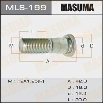 MLS-199 MASUMA БОЛТЫ Шпилька Masuma mls-199 OEM_09119-12012 Suzuki 12х1,25х42 мм d12 