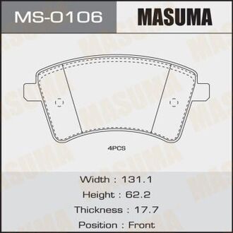 MS0106 MASUMA Колодки тормозные передн MERCEDES-BENZ 109 CDI (415.601, 415.603, 415.605), 108