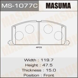 MS1077 MASUMA Колодка тормозная (MS1077) MASUMA