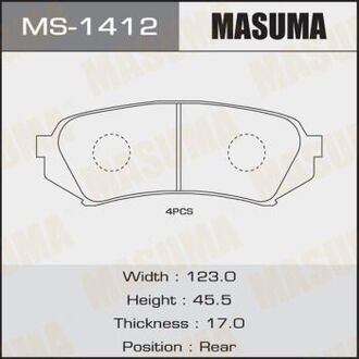 MS1412 MASUMA Колодка тормозная задн TOYOTA LAND_CRUISER 200 (MS1412) MASUMA