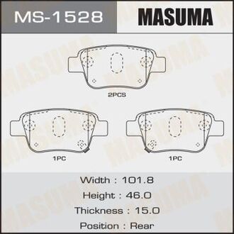 MS1528 MASUMA Колодка тормозная задняя Toyota Avensis (03-08) (MS1528) MASUMA